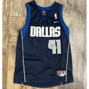 VTG Nike NBA Dallas Mavericks Dirk Nowitzki #41 Swingman Jersey Blue Youth Small